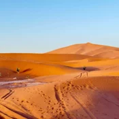 Erg Chigaga golden dunes in Morocco Sahara desert